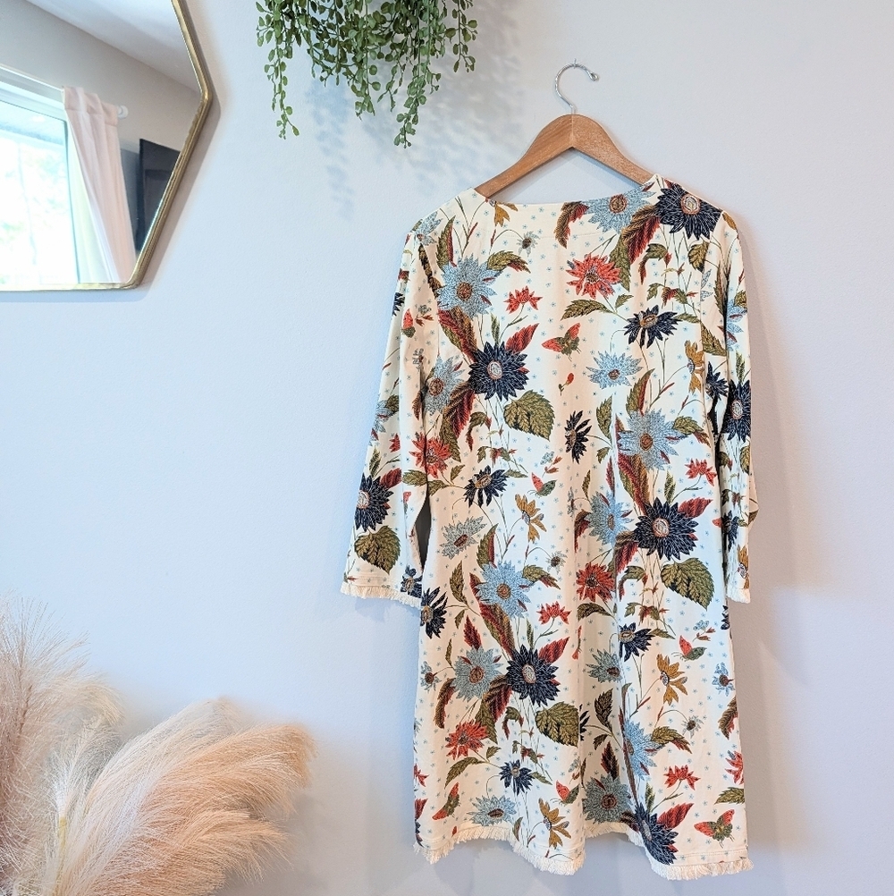 Spartina Floral Print Dress with 3/4 Sleeves Sz. Xl - Picture 5 of 10